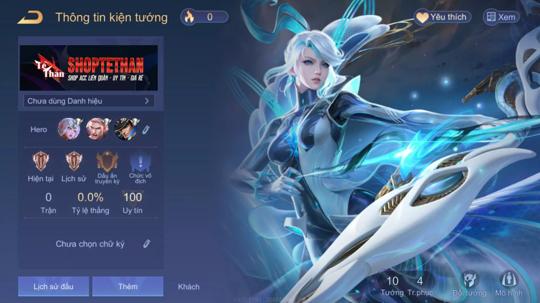 ACC REG LQ: Telannas  kỷ nguyên hổ phách, sẵn tướng, free đổi tên, trắng thông tin, bao ban/bao back